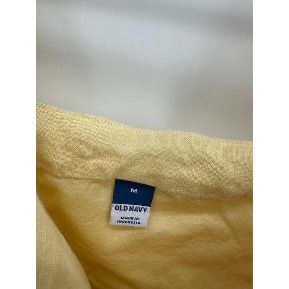 Old Navy Womens Yellow Cropped Top Size M Coquette Milkmaid Linen Blend - Picture 5 of 6